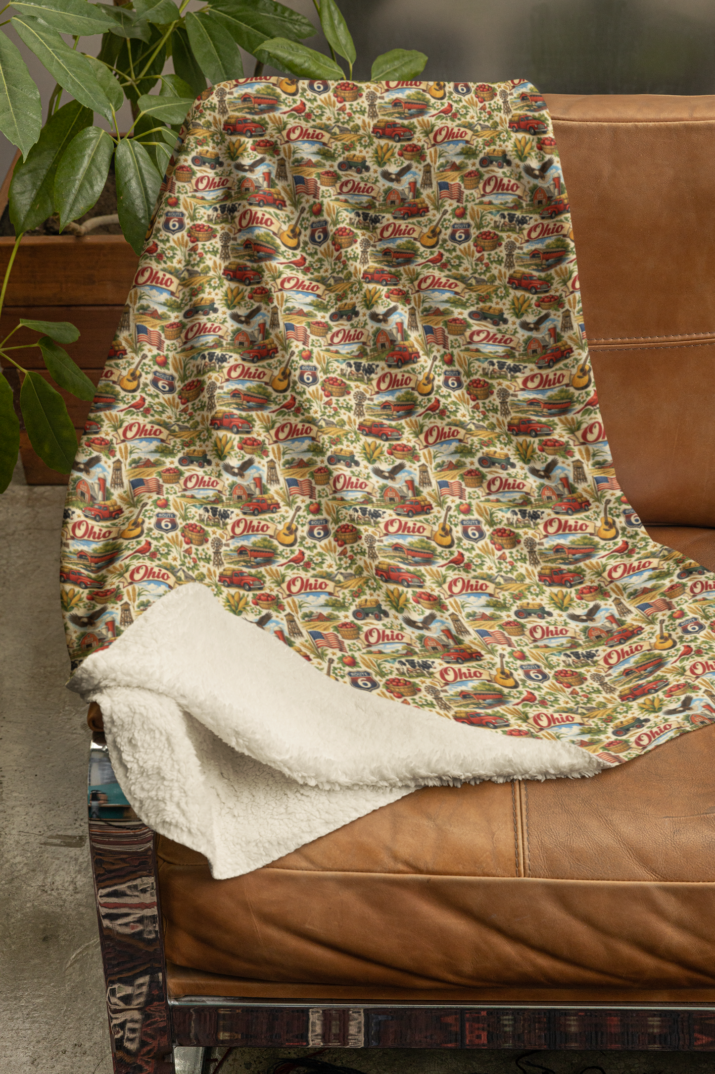 Ohio Heritage Heart Sherpa Blanket
