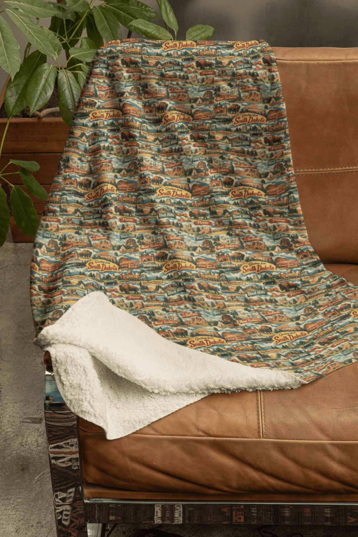 South Dakota Postcard Memories Sherpa Blanket - London Penny Gift Wrap