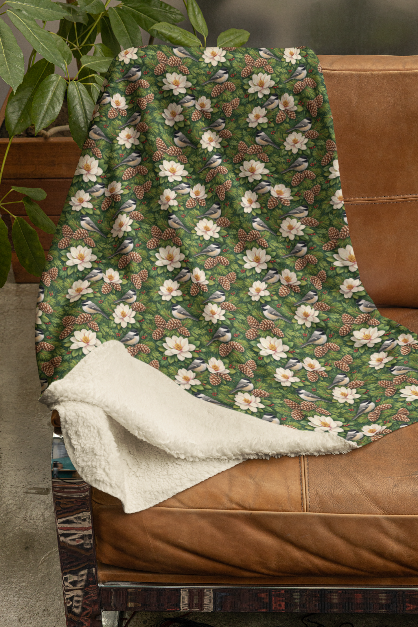 Maine Flora & Fauna Sherpa Blanket