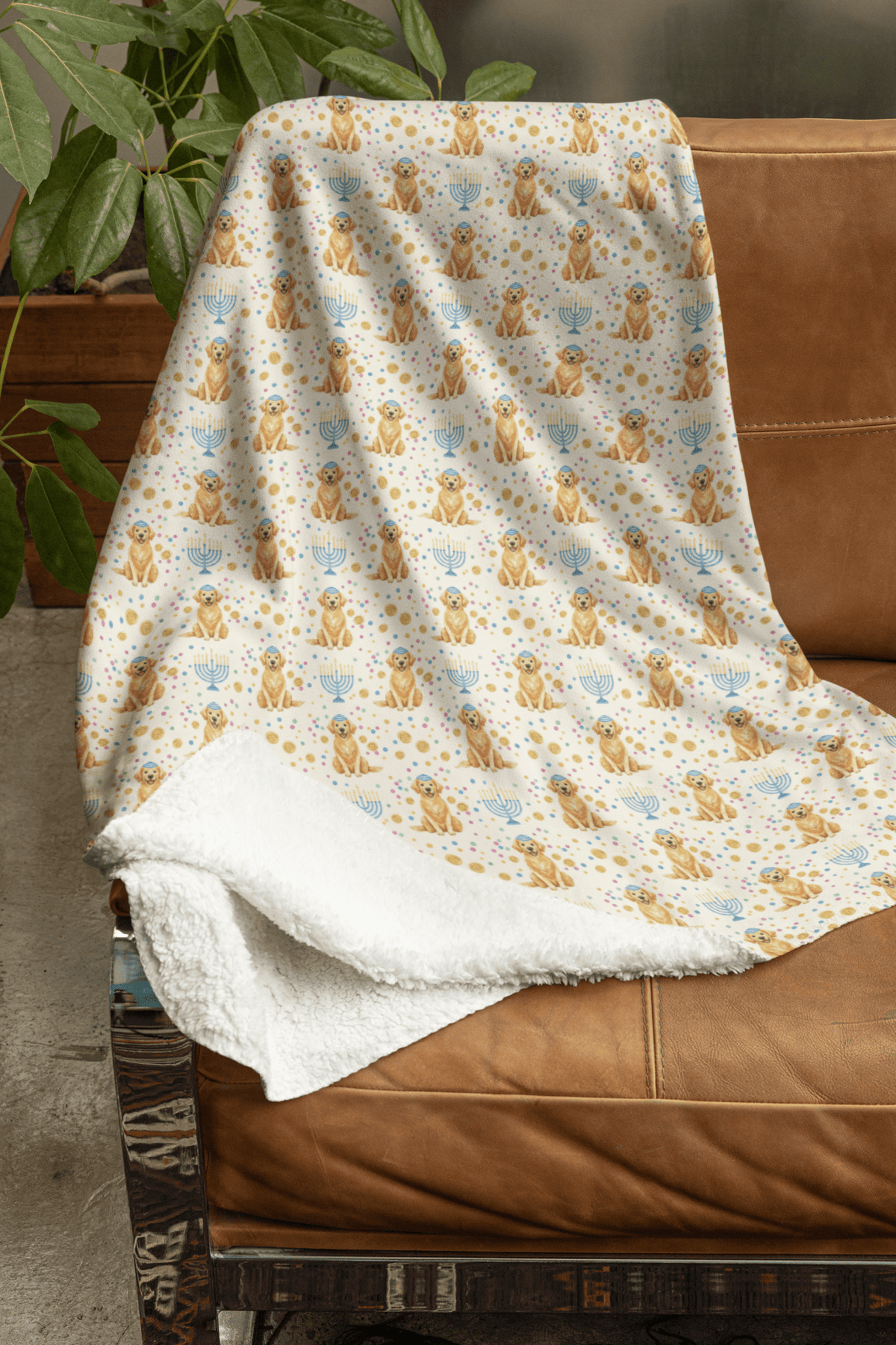 Golden Hanukkah Joy Sherpa Blanket - London Penny Gift Wrap