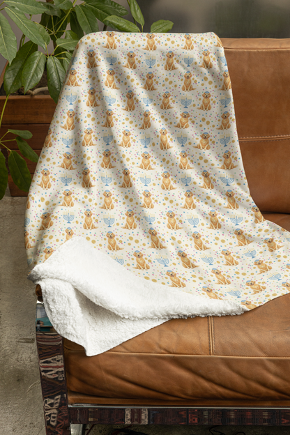 Golden Hanukkah Joy Sherpa Blanket