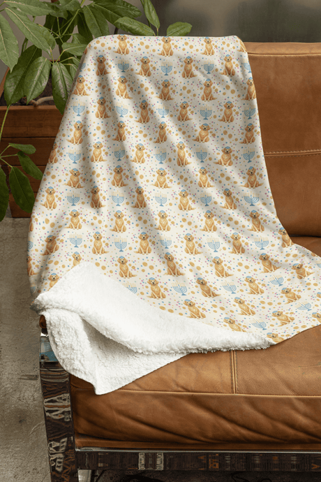 Golden Hanukkah Joy Sherpa Blanket - London Penny Gift Wrap
