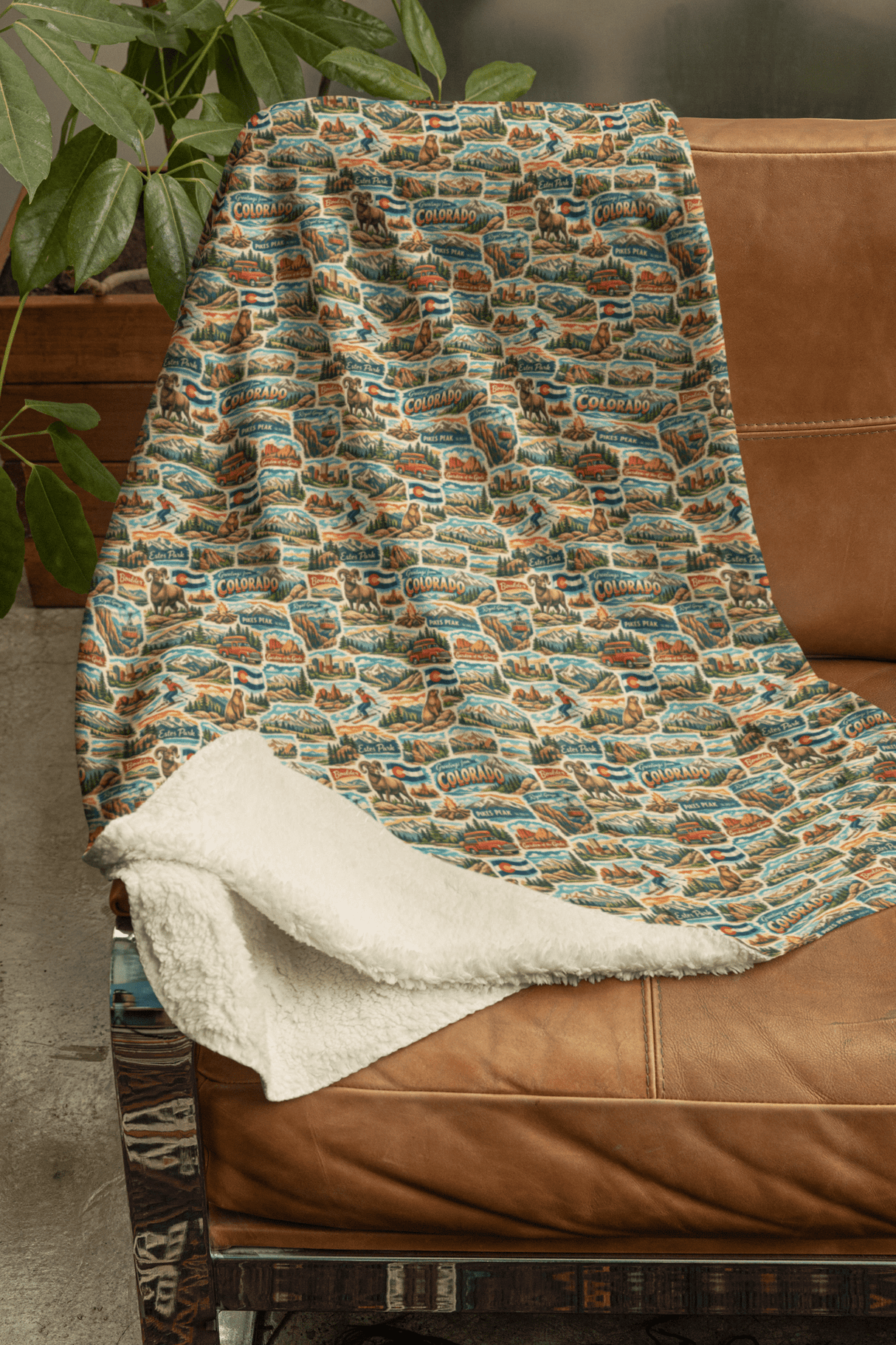 Colorado Postcard Memories Sherpa Blanket - London Penny Gift Wrap