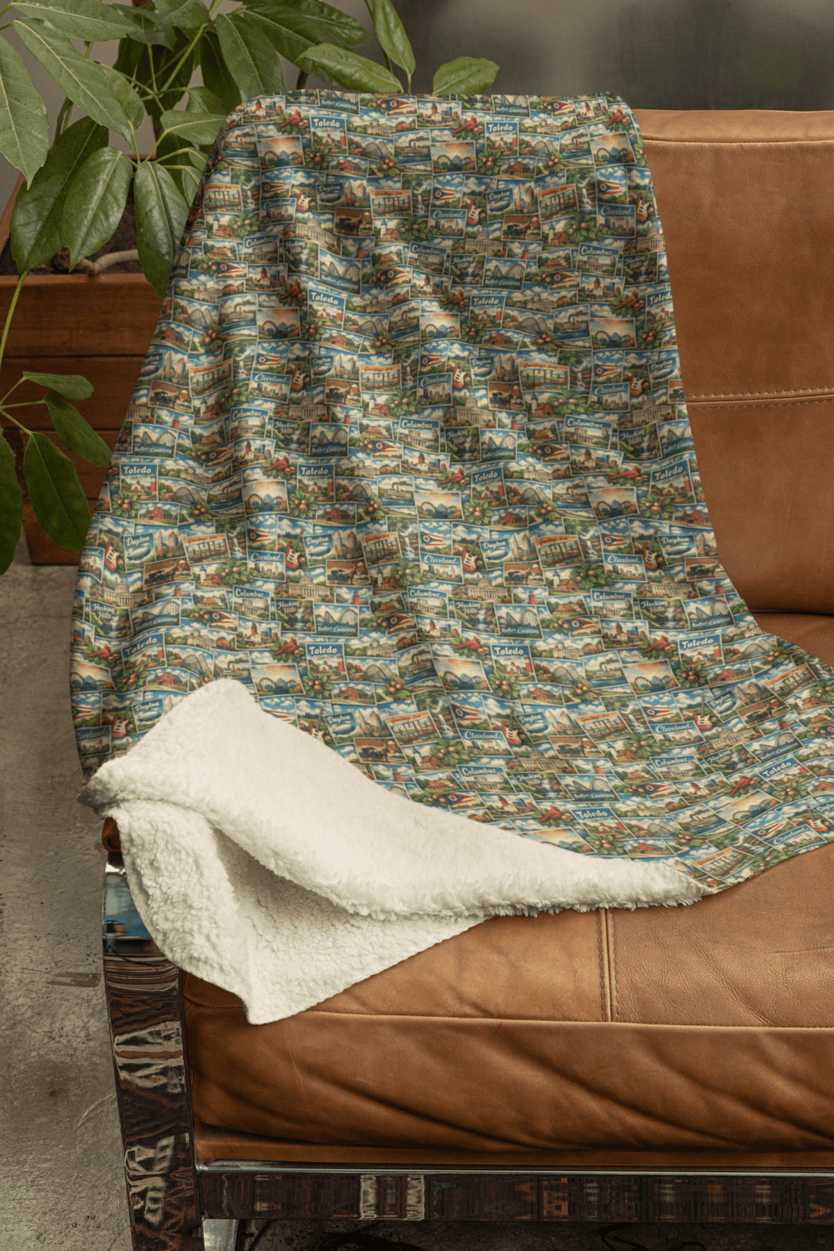 Ohio Postcard Memories Sherpa Blanket - London Penny Gift Wrap