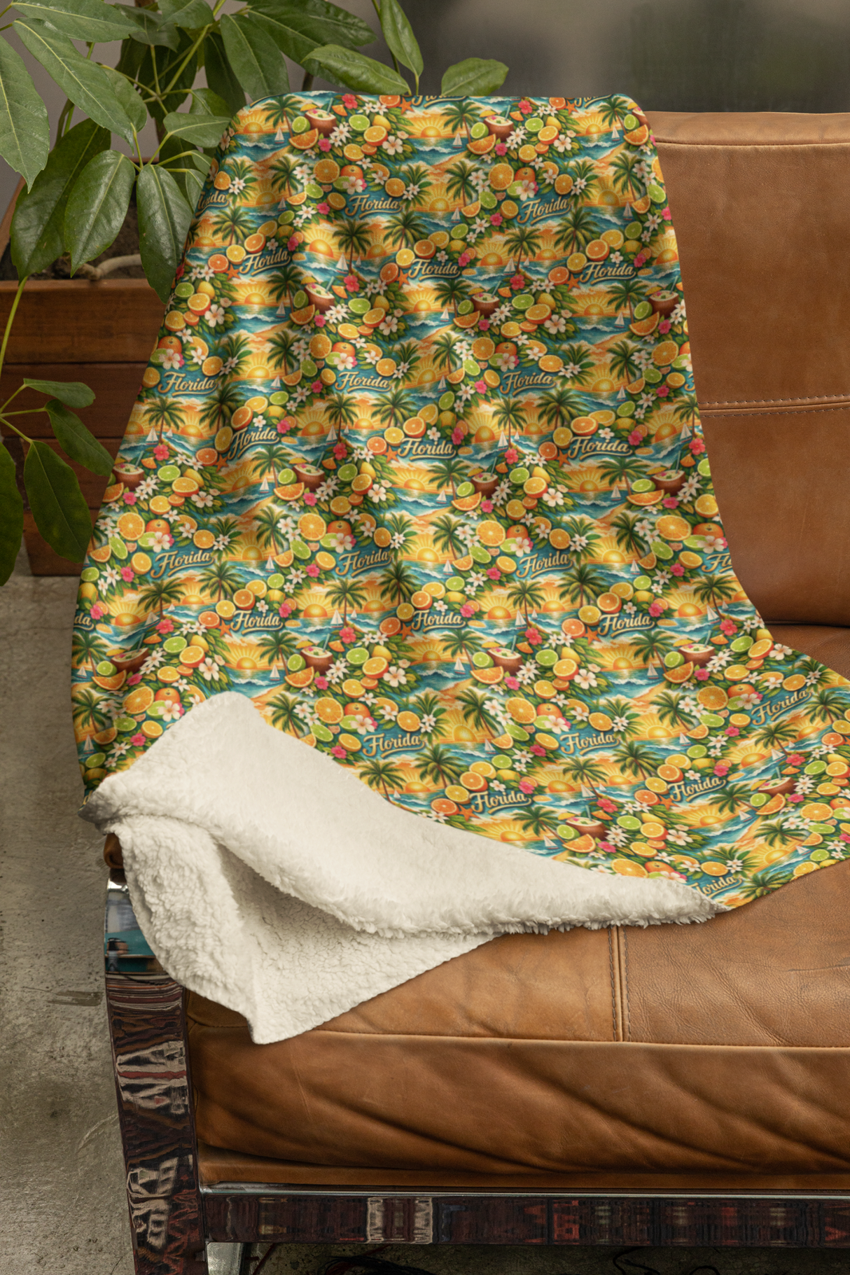 Florida Tropical Bloom Sherpa Blanket - London Penny Gift Wrap