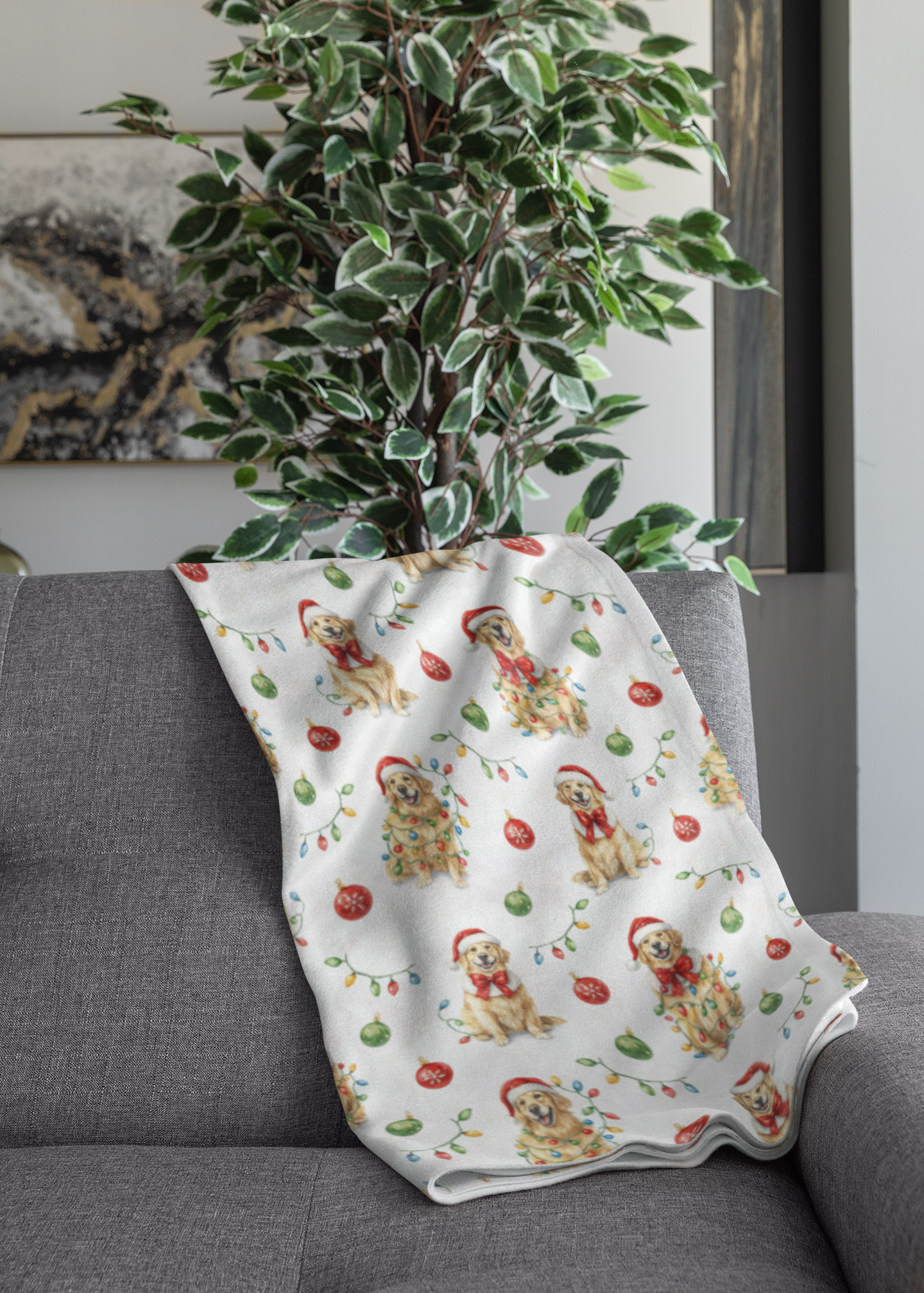 Twinkling Golden Pup Sherpa Blanket