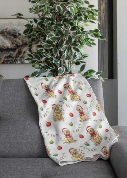 Twinkling Golden Pup Sherpa Blanket