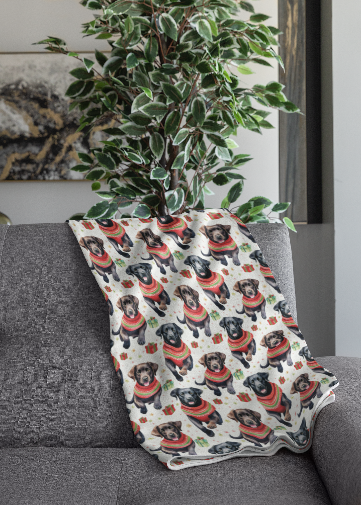 Labrador Holiday Sweaters Sherpa Blanket