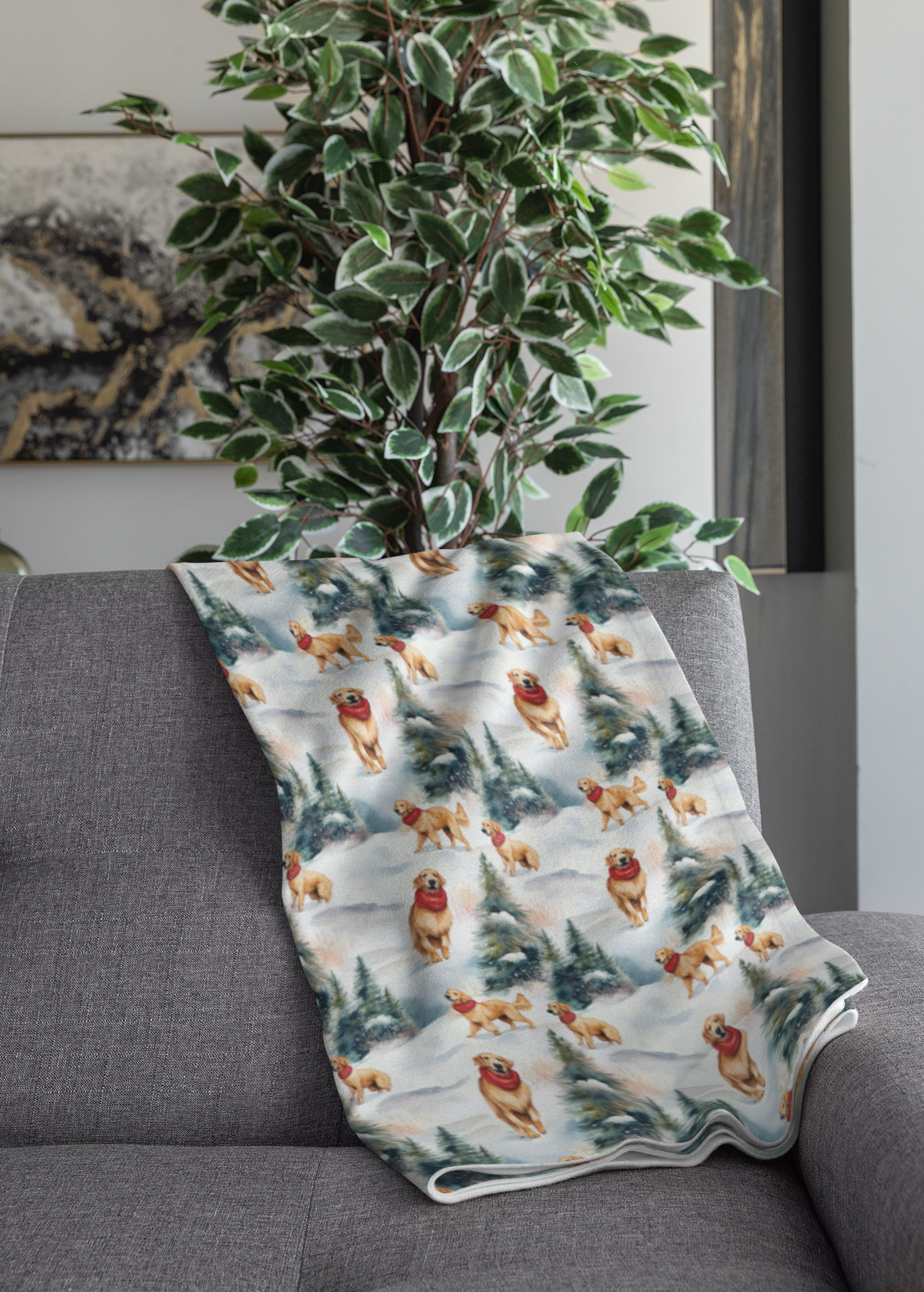 Golden Flurries Sherpa Blanket