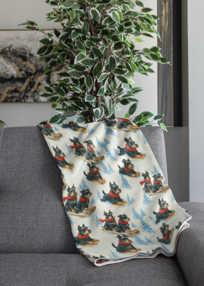 Snowy Trails, Schnauzer Tales Sherpa Blanket