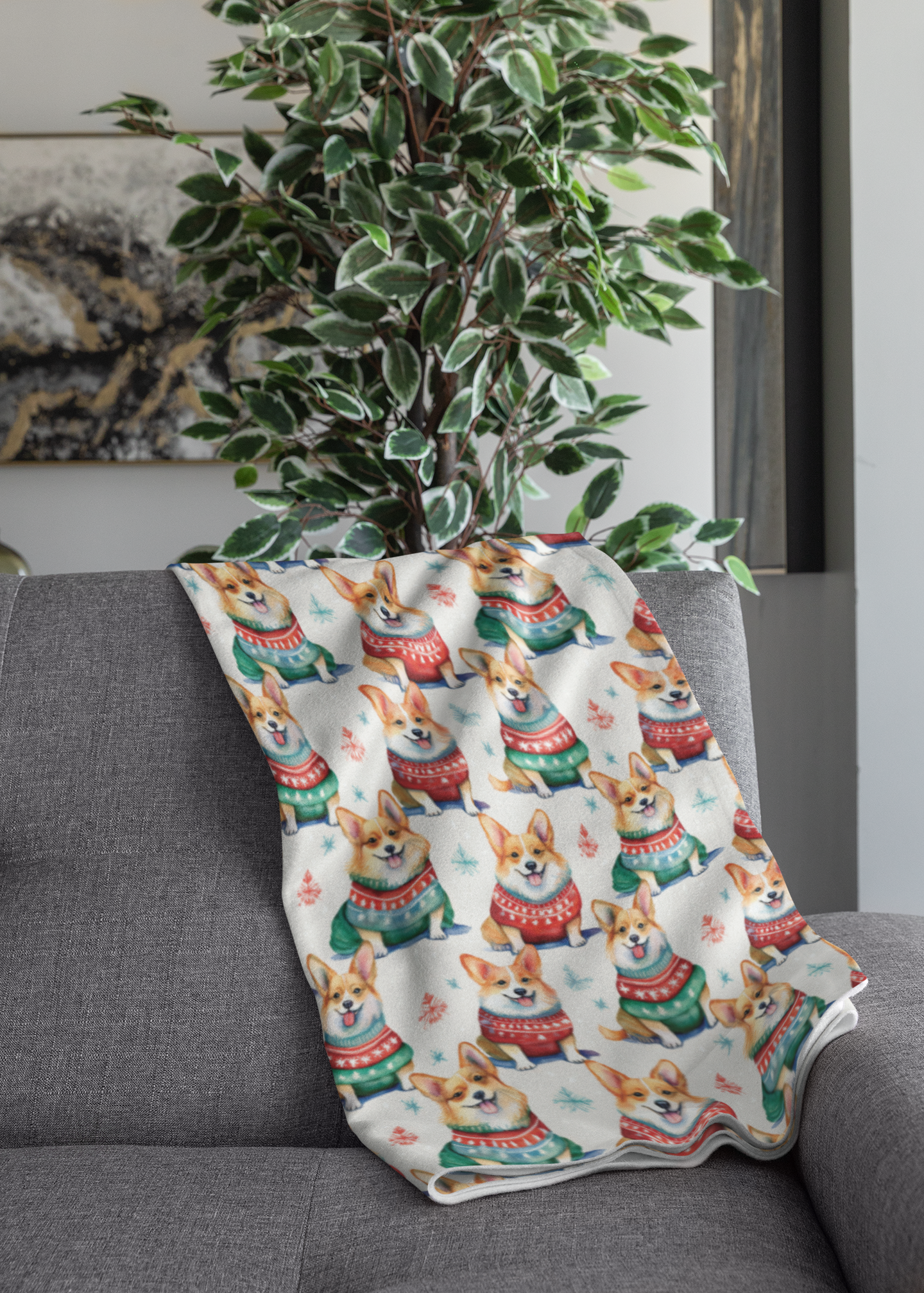 Corgi Holiday Sweaters Sherpa Blanket
