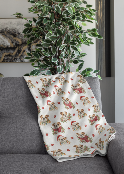 Bulldog Christmas Charm Sherpa Blanket