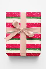 Snowfall on Candy Ribbons Wrapping Paper - London Penny Gift Wrap