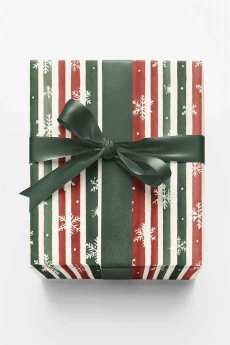 Frosted Holiday Stripes - London Penny Gift Wrap