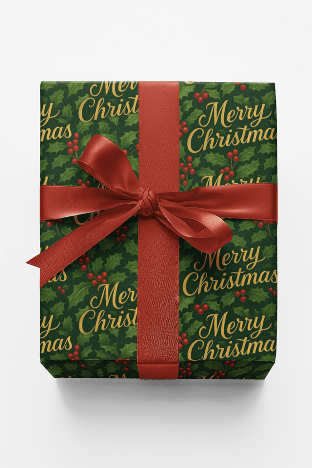 Victorian Script Merry - London Penny Gift Wrap