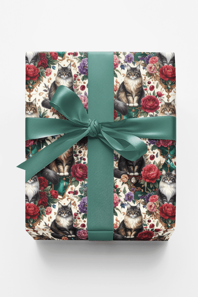 Luxury Jewel Garden (Maine Coon) Wrapping Paper - London Penny Gift Wrap