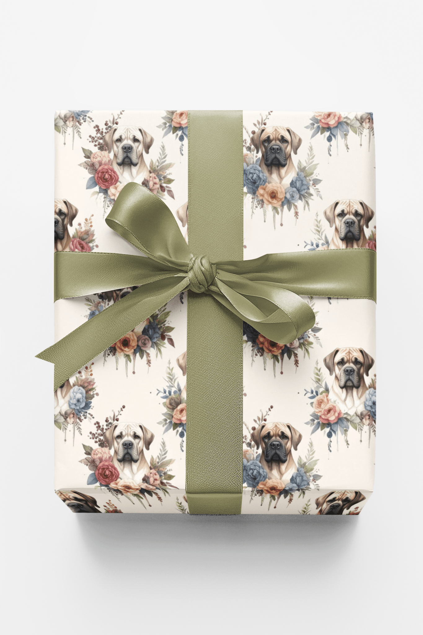 Floral Elegance (English Mastiff) Wrapping Paper