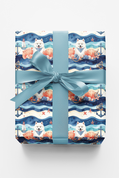 Nautical Samoyeds Wrapping Paper