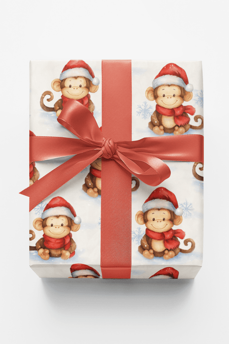 Festive Snowy Monkey - London Penny Gift Wrap