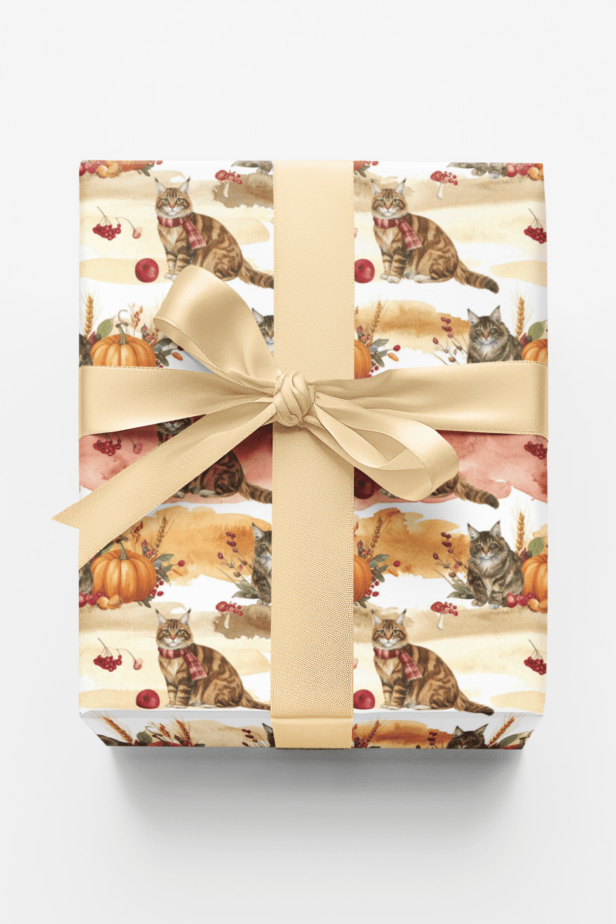 Autumn Harvest Cats (Maine Coon) Wrapping Paper - London Penny Gift Wrap