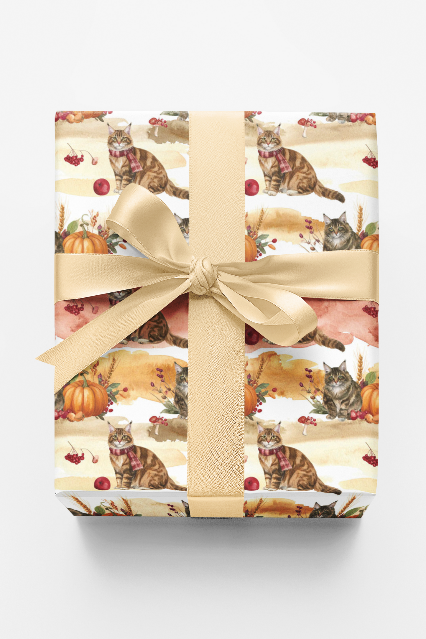 Autumn Harvest Cats (Maine Coon) Wrapping Paper