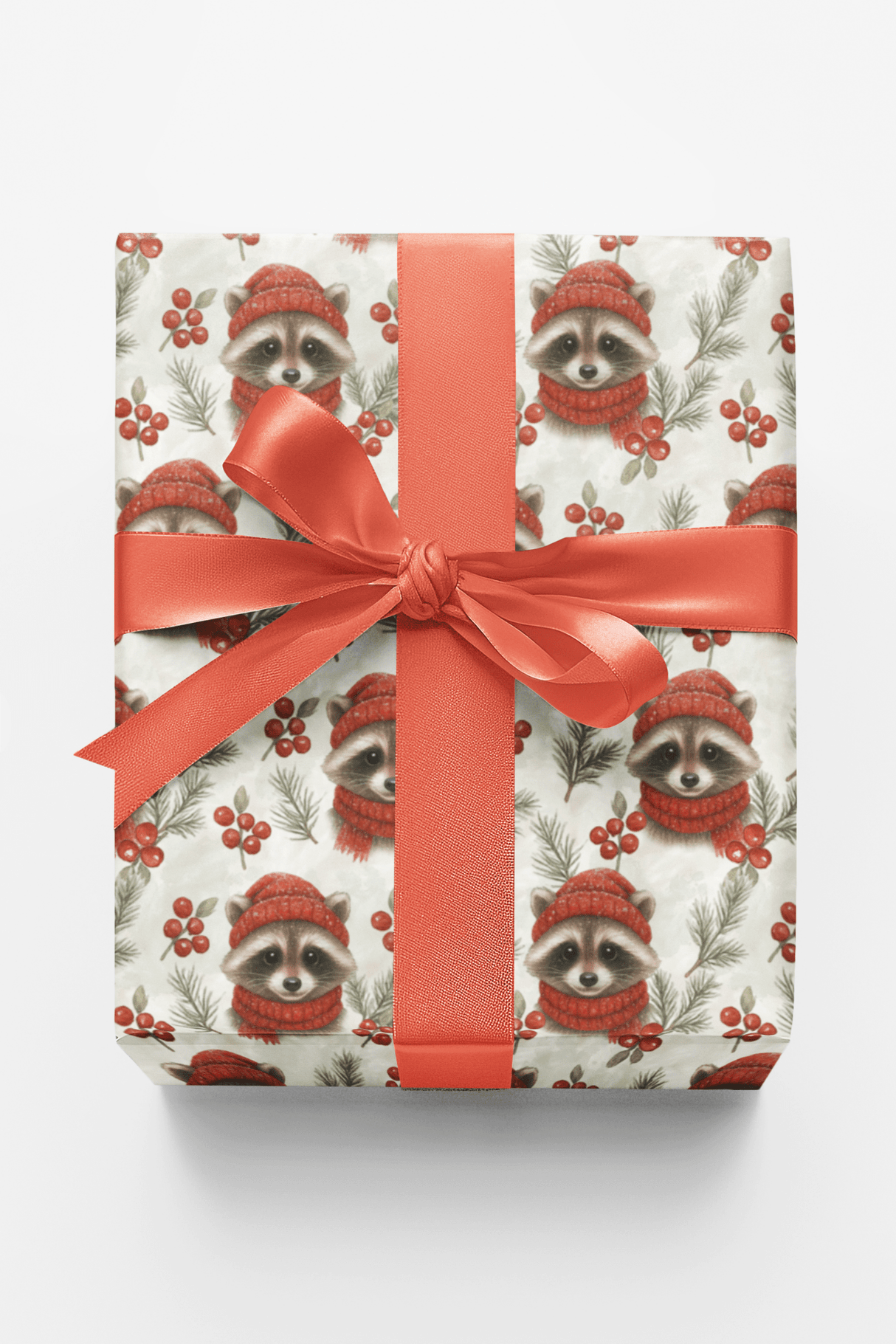 Frosty Woodland Raccoons - London Penny Gift Wrap