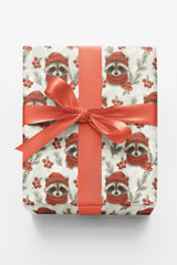 Frosty Woodland Raccoons - London Penny Gift Wrap