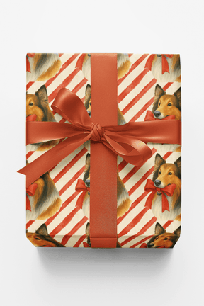 Candy Cane Collies - London Penny Gift Wrap