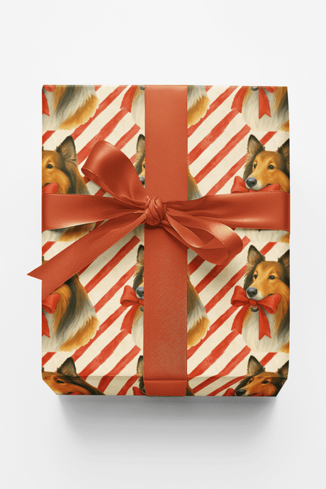 Candy Cane Collies - London Penny Gift Wrap
