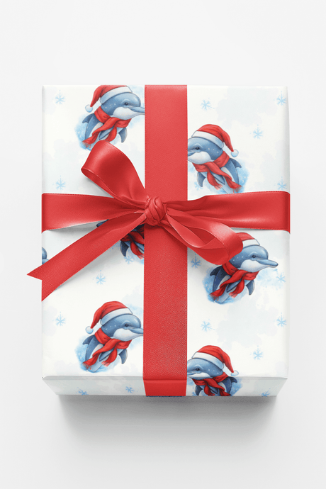 Festive Holiday Dolphin - London Penny Gift Wrap