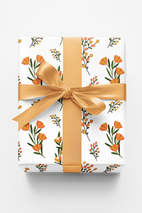 Orange Wild Flowers - London Penny Gift Wrap
