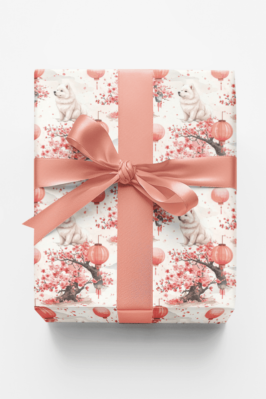 Samoyed Cherry Blossom Festival Wrapping Paper - London Penny Gift Wrap