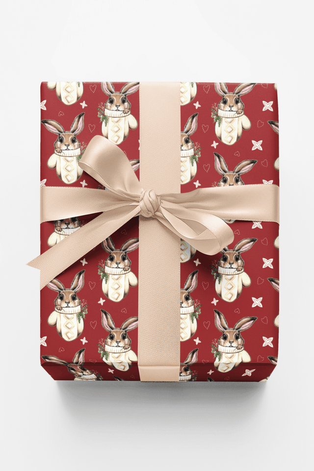 Winter Mitten Bunny Wrapping Paper | Michelle Gilsey | Artist Corner - London Penny Gift Wrap