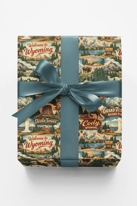 Wyoming Postcard Memories - London Penny Gift Wrap
