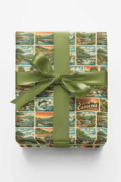 South Carolina Postcard Memories - London Penny Gift Wrap