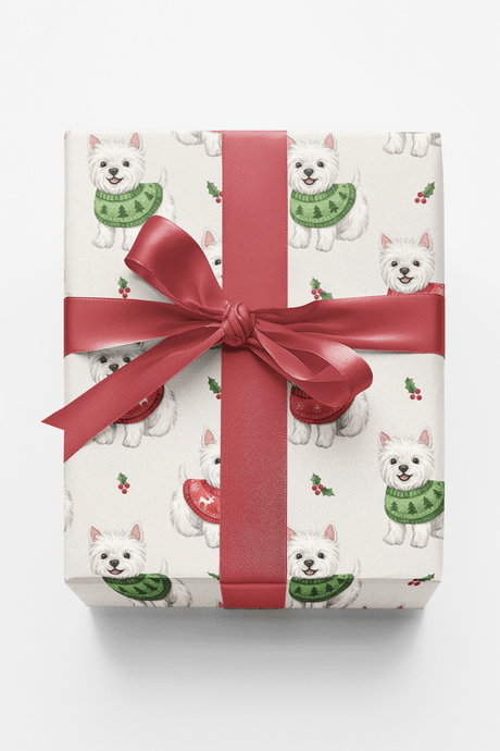 White Westie Holiday Sweaters - London Penny Gift Wrap