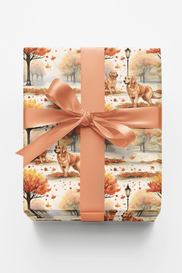 Golden Retriever Fall - London Penny Gift Wrap