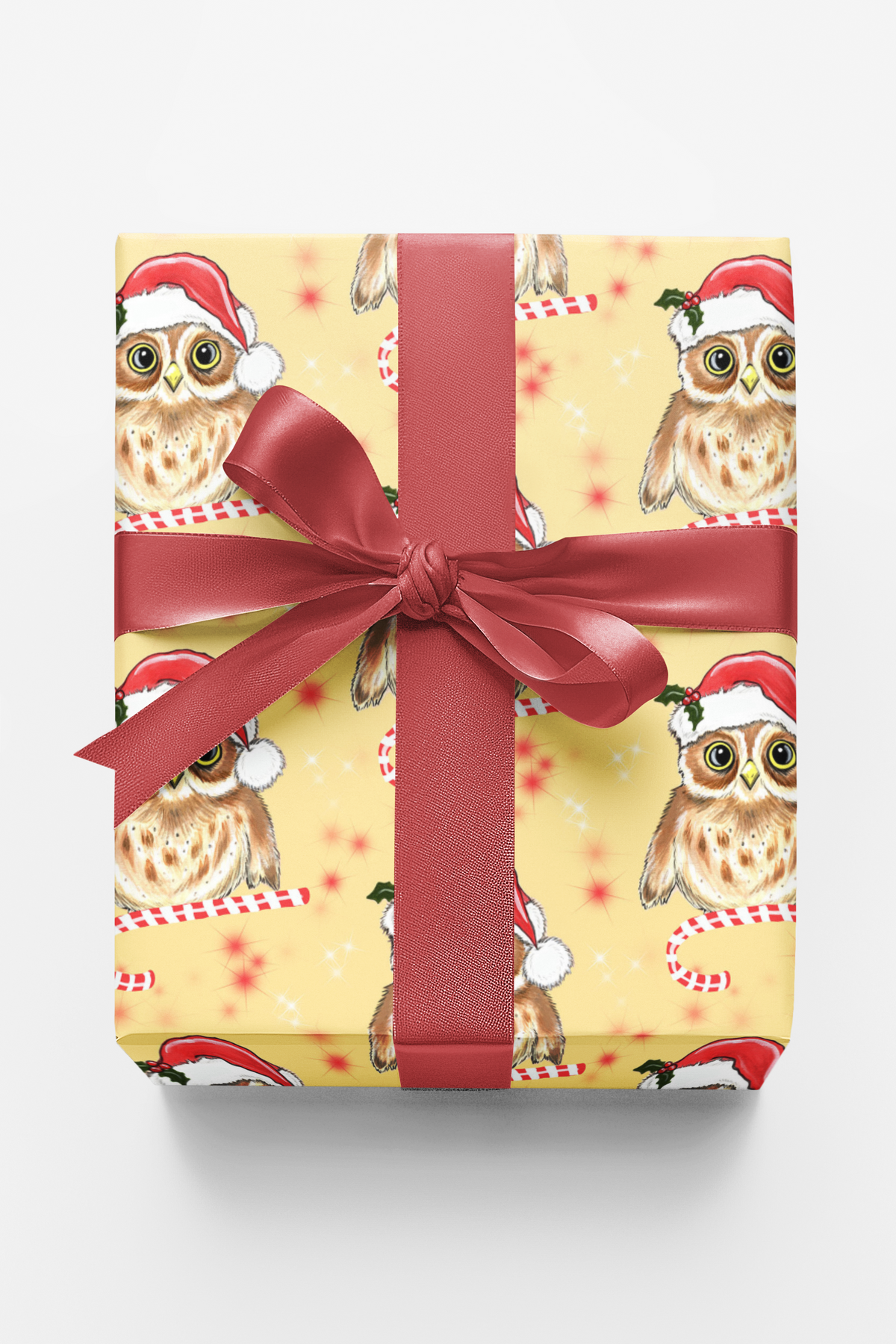 Candycane Owl Wrapping Paper | Michelle Gilsey | Artist Corner