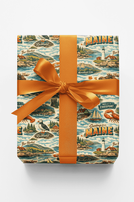 Maine Postcard Memories - London Penny Gift Wrap