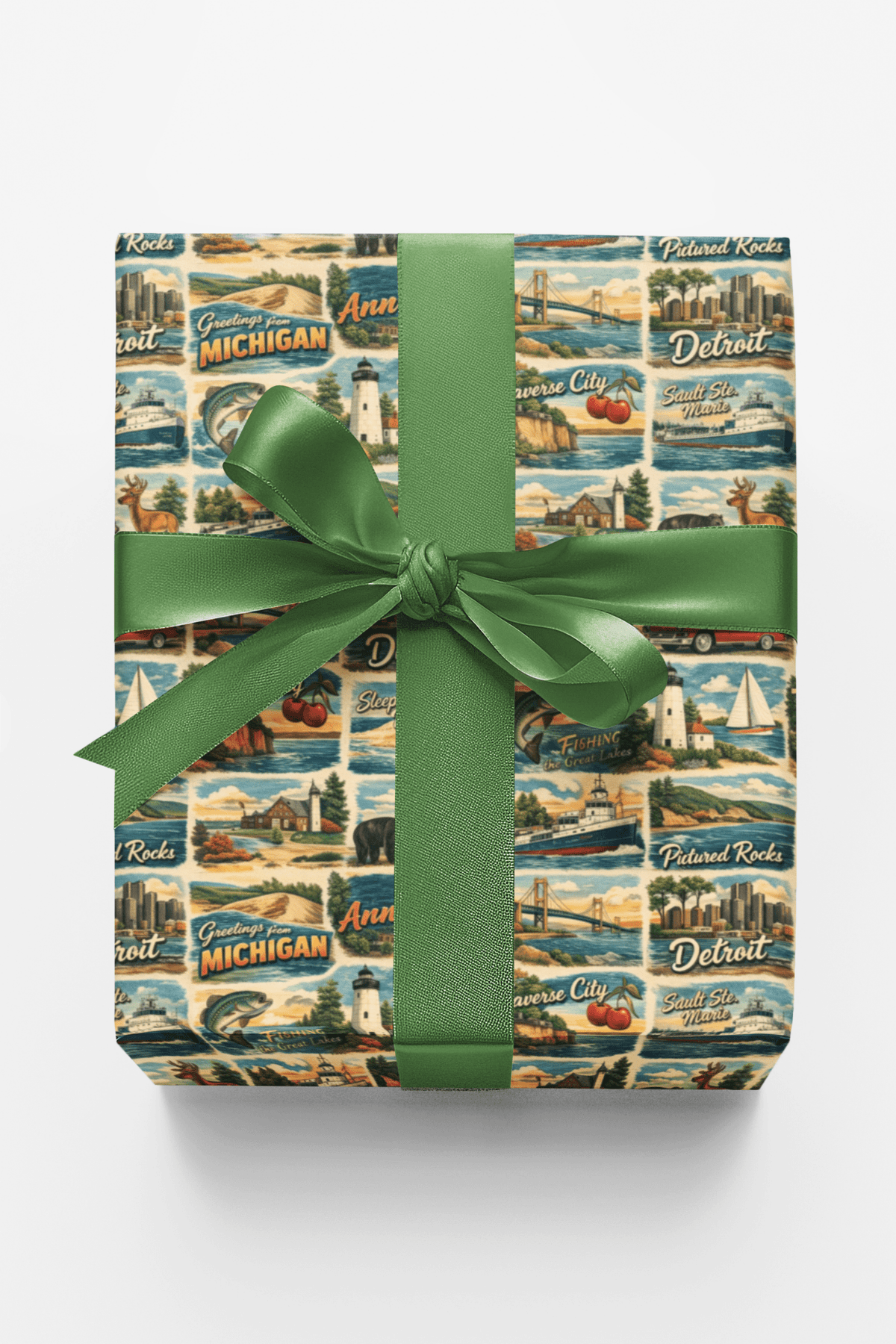 Michigan Postcard Memories - London Penny Gift Wrap