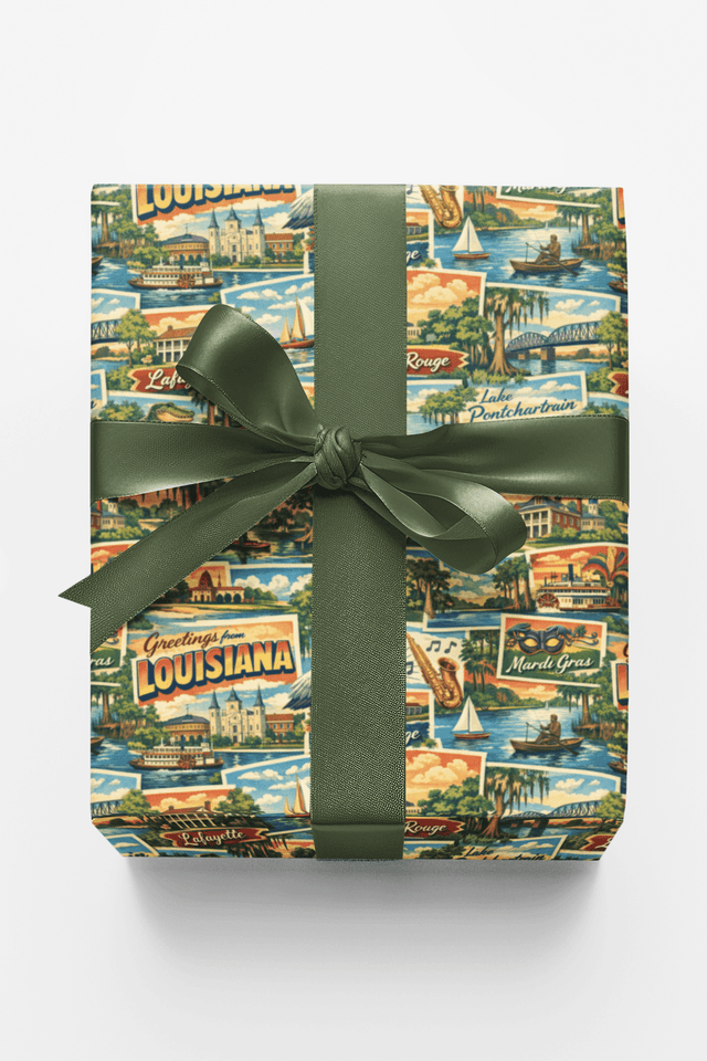Louisiana Postcard Memories - London Penny Gift Wrap