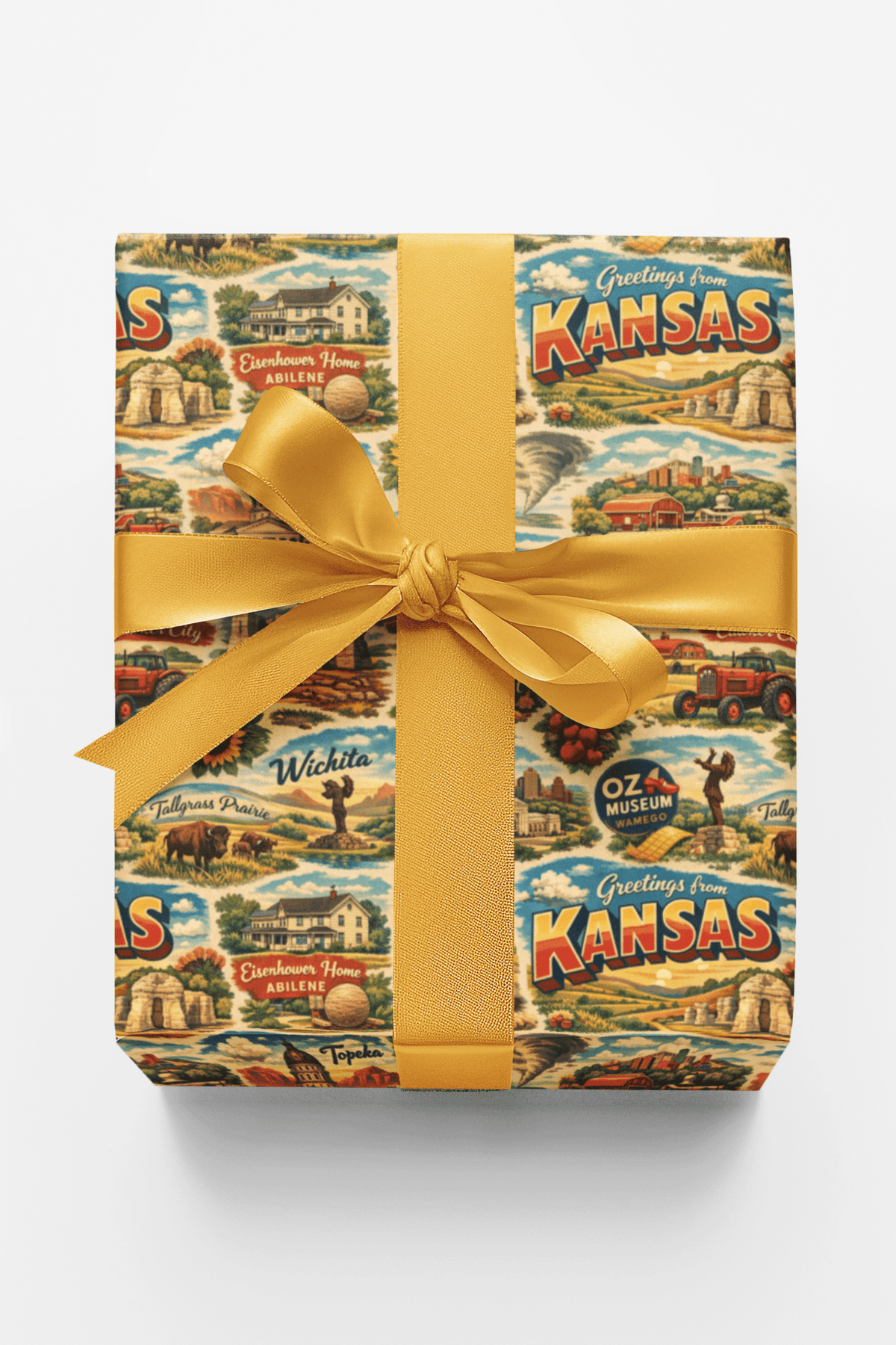 Kansas Postcard Memories - London Penny Gift Wrap