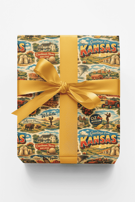 Kansas Postcard Memories - London Penny Gift Wrap
