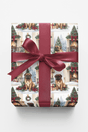 English Mastiff Christmas Manor Wrapping Paper - London Penny Gift Wrap
