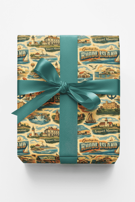 Rhode Island Postcard Memories - London Penny Gift Wrap