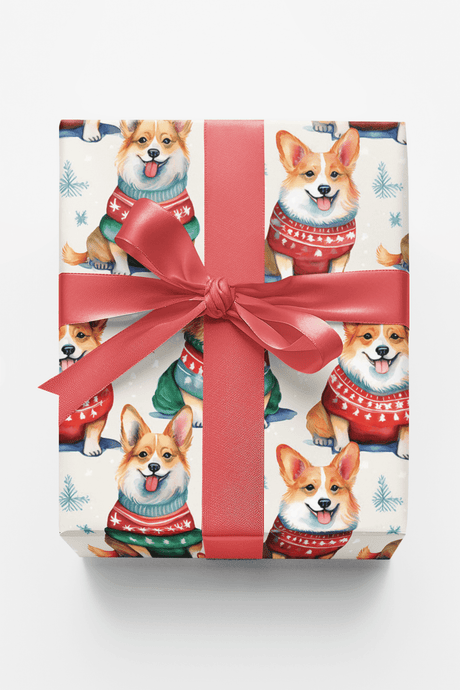 Corgi Holiday Sweaters - London Penny Gift Wrap