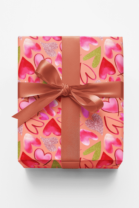 Mixed Hearts Light Salmon - London Penny Gift Wrap