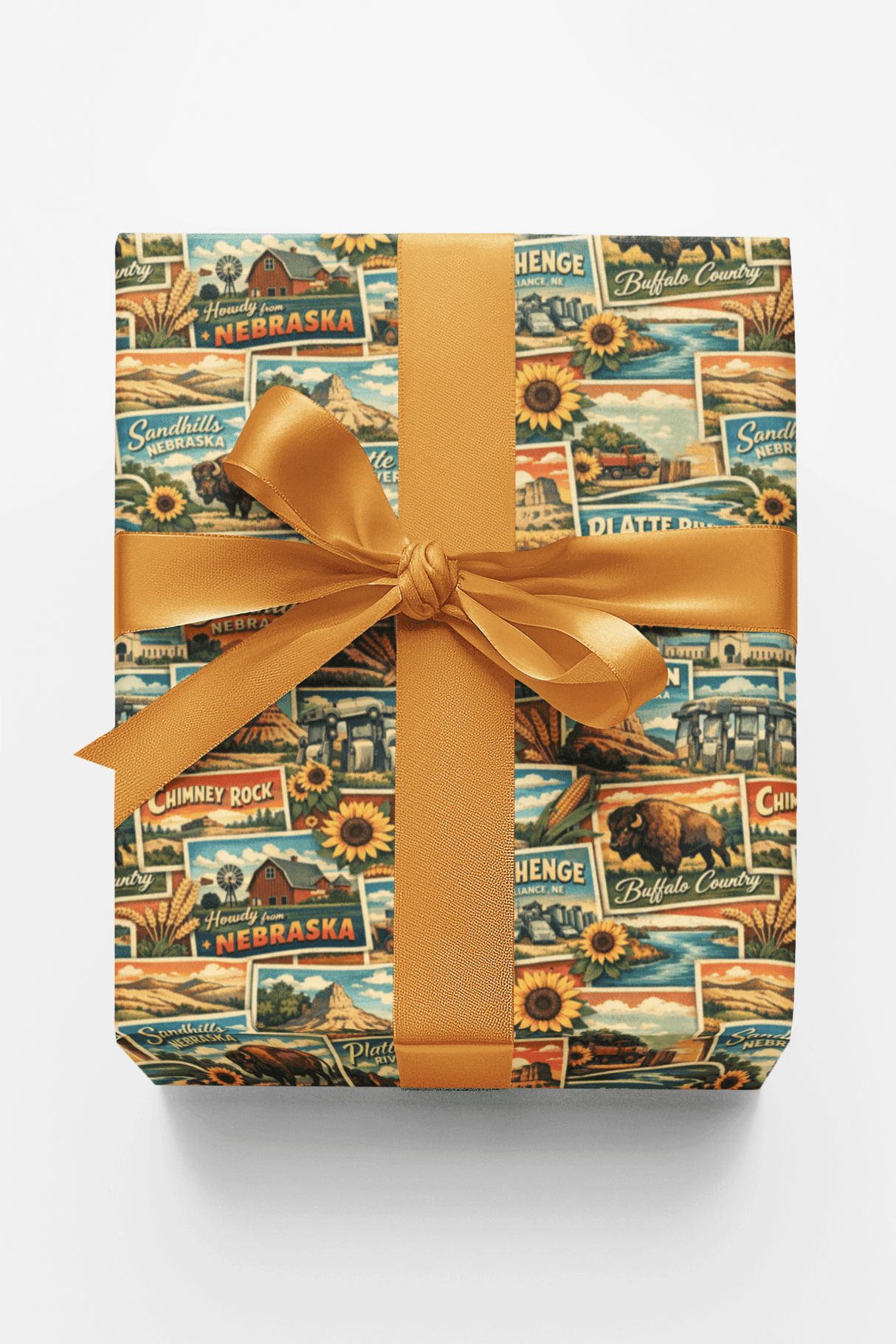 Nebraska Postcard Memories - London Penny Gift Wrap