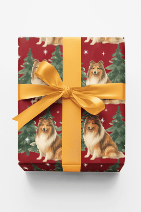 Collie in Winter Pines - London Penny Gift Wrap