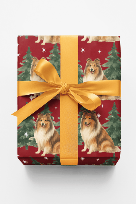 Collie in Winter Pines - London Penny Gift Wrap